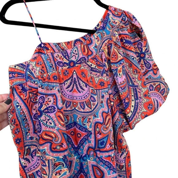 Angie Women's Colorful Paisley Off The Shoulder Cut Out Mini Dress Size Medium - Picture 4 of 9